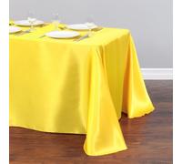 Chickwin Nappe en Satin Rectangulaire Couleur Unie, Nappe d'Intérieur Doux Lavable Décoration de Table pour Mariage, Jardin, Fête, Banquet, Restaurant, Hôtel, Conférences (Amarillo,145x396cm)