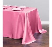 Chickwin Nappe en Satin Rectangulaire Couleur Unie, Nappe d'Intérieur Doux Lavable Décoration de Table pour Mariage, Jardin, Fête, Banquet, Restaurant, Hôtel, Conférences (Rosa 3,145x145cm)