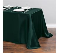 Chickwin Nappe en Satin Rectangulaire Couleur Unie, Nappe d'Intérieur Doux Lavable Décoration de Table pour Mariage, Jardin, Fête, Banquet, Restaurant, Hôtel, Conférences (Oscuro Verde,145x200cm)