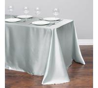 Chickwin Nappe en Satin Rectangulaire Couleur Unie, Nappe d'Intérieur Doux Lavable Décoration de Table pour Mariage, Jardin, Fête, Banquet, Restaurant, Hôtel, Conférences (Gris Plateado,145x160cm)