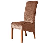 Chickwin Pack 1 2 4 6 Fundas Sillas Comedor XL Respaldo Alto, Fundas Elasticas para Sillas de Sala, Funda para Silla Terciopelo Universal Ajustable Protector de Silla (Color café,4 Piezas)