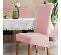 Chickwin Pack 1 2 4 6 Fundas Sillas Comedor XL Respaldo Alto, Plaid Jacquard Fundas Elasticas para Sillas de Sala, Funda para Silla Impermeable Universal Ajustable (4 Piezas,Rosa)