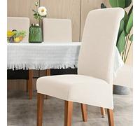 Chickwin Pack 1 2 4 6 Fundas Sillas Comedor XL Respaldo Alto, Plaid Jacquard Fundas Elasticas para Sillas de Sala, Funda para Silla Impermeable Universal Ajustable (4 Piezas,Blanco)