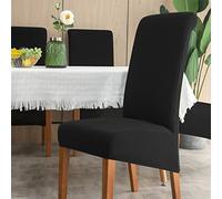 Chickwin Pack 1 2 4 6 Fundas Sillas Comedor XL Respaldo Alto, Plaid Jacquard Fundas Elasticas para Sillas de Sala, Funda para Silla Impermeable Universal Ajustable (4 Piezas,Negro)