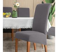 Chickwin Pack 1 2 4 6 Fundas Sillas Comedor XL Respaldo Alto, Plaid Jacquard Fundas Elasticas para Sillas de Sala, Funda para Silla Impermeable Universal Ajustable (4 Piezas,Gris Oscuro)