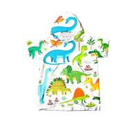 Chickwin Poncho Toalla de Baño con Capucha para Niños, Impresión de Dinosaurio Toalla De Playa con Bolsillo Manga Corta, Microfibra Toalla Cambiadora de Surf Natación (M,Dinosaurio Azul)