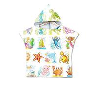 Chickwin Poncho Toalla de Baño con Capucha para Niños, Toalla de Playa Bañera Toalla de Bañera Ducha Natación Surf para Niñas Niños Infantiles (60 * 80cm,Mundo Submarino)