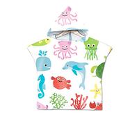 Chickwin Poncho Toalla de Baño con Capucha para Niños, Toalla de Playa Bañera Toalla de Bañera Ducha Natación Surf para Niñas Niños Infantiles (60 * 80cm,Delfín Azul)