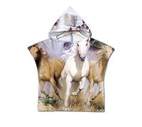 Chickwin Poncho Toalla de Baño con Capucha para Niños, Toalla de Playa Bañera Toalla de Bañera Ducha Natación Surf para Niñas Niños Infantiles (60x80cm,Pentium)