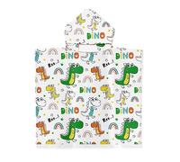 Chickwin Poncho Toalla de Baño con Capucha para Niños, Toalla de Playa Bañera Toalla de Bañera Ducha Natación Surf para Niños Niñas Infantiles (65x75cm,Dinosaurio 1)