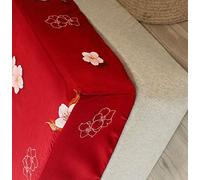 Chickwin Sábana Bajera Ajustable Colchones, 100% Poliéster Suave Cómoda Transpirable Tela - Blume Impresión - Elástico en el Borde Bolsillo Profundo 30cm (Lirio Rojo,150x200x30cm)