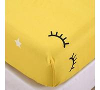 Chickwin Sábana Bajera Ajustable Colchones, 100% Poliéster Suave Cómoda Transpirable Tela - Dibujos Animados Impresión - Elástico en el Borde Bolsillo Profundo 30cm (Smiley Amarillo,90x200x30cm)