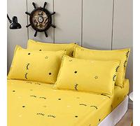 Chickwin Sábana Bajera Ajustable Colchones, 100% Poliéster Suave Cómoda Transpirable Tela - Dibujos Animados Impresión - Elástico en el Borde Bolsillo Profundo 30cm (Amarillo,2 Fundas de Almohada)