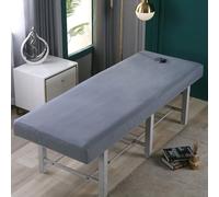 Chickwin Sábana Bajera para Camilla de Masaje Color Sólido, Algodón de Punto Sabanas con Agujero Elástica Colcha para SPA Salón de Belleza Funda para Camilla (gris,60x185cm)