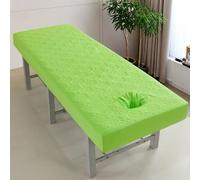 Chickwin Sábana Bajera para Camilla de Masaje Color Sólido, Algodón Sabanas con Agujero, Elástica Colcha para SPA Hall, Centro de Bienestar (Flores Verdes,70x185cm)