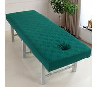 Chickwin Sábana Bajera para Camilla de Masaje Color Sólido, Algodón Sabanas con Agujero, Elástica Colcha para SPA Hall, Centro de Bienestar (Flores Verde Oscuro,70x185cm)