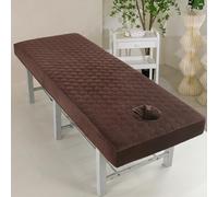 Chickwin Sábana Bajera para Camilla de Masaje Color Sólido, Algodón Sabanas con Agujero, Elástica Colcha para SPA Hall, Centro de Bienestar (Hexágono Marrón,80x190cm)