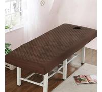 Chickwin Sábana Bajera para Camilla de Masaje con Agujero, Algodón Elástica Sabanas, Reutilizable Belleza Sabanas Bajeras, para SPA Salón de Belleza Funda para Camilla (Café,70x190cm)