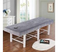 Chickwin Sábana Bajera para Camilla de Masaje con Agujero, Terciopelo Suave Elástica Sabanas, Reutilizable Belleza Sabanas Bajeras, SPA Salón de Belleza Funda para Camilla (190x80cm,Gris)