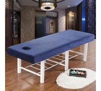 Chickwin Sábana Bajera para Camilla de Masaje con Agujero, Terciopelo Suave Elástica Sabanas, Reutilizable Belleza Sabanas Bajeras, SPA Salón de Belleza Funda para Camilla (190x80cm,Azul Marino)