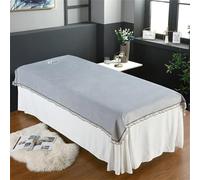 Chickwin Sábana para Camilla de Masaje con Agujero, Encaje de Terciopelo de Cristal Sabanas, Reutilizable Belleza Sabanas Bajeras, para Salón de Belleza Funda para Camilla SPA (200x120cm,Gris)