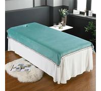 Chickwin Sábana para Camilla de Masaje con Agujero, Encaje de Terciopelo de Cristal Sabanas, Reutilizable Belleza Sabanas Bajeras, para Salón de Belleza Funda para Camilla SPA (200x120cm,Verde)