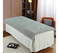 Chickwin Sábana para Camilla de Masaje con Agujero, Espesamiento Color Sólido Sabanas, Reutilizable Belleza Sabanas Bajeras, para Salón de Belleza Funda para Camilla SPA (200x120cm,Gris)