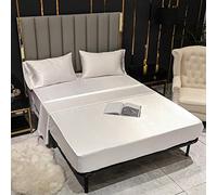 Chickwin Seda Satinada Sábana Bajera Ajustable Colchones, Poliéster Suave Cómoda Transpirable Tela - Color Sólido - Elástico en el Borde Bolsillo Profundo 36-40cm (Blanco,138x190x36cm)