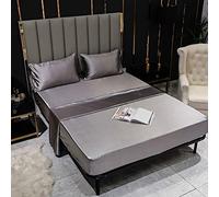 Chickwin Seda Satinada Sábana Bajera Ajustable Colchones, Poliéster Suave Cómoda Transpirable Tela - Color Sólido - Elástico en el Borde Bolsillo Profundo 36-40cm (Gris-Plata,99x190x36cm)