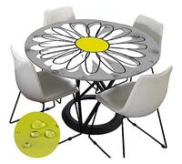 Chickwin-Shop Mantel Antimanchas Redondo 200cm, Daisy Imprimir Mantel Elastico Ajustable, Mandala Impermeables Manteles para Decoración Hogar Cocina Comedor Cumpleaños Jardín (para Mesa 180-190cm)