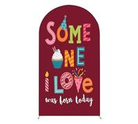 Chickwin Telón de Fondo de Arco, 2025 Happy Birthday Tela de Telón de Fondo Elastico, para Fiesta de Cumpleaños, Ceremonia de Boda, Estudio Fotográfico (Burdeos Rosa,7.2FT)