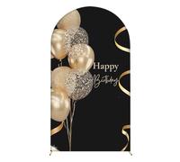 Chickwin Telón de Fondo de Arco, 2025 Happy Birthday Tela de Telón de Fondo Elastico, para Fiesta de Cumpleaños, Ceremonia de Boda, Estudio Fotográfico (Champán Negro,4FT)