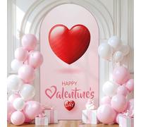 Chickwin Telón de Fondo de Arco, Día de San Valentín Tela de Telón de Fondo Elastico, para Estudio Fotográfico, Fiesta de Cumpleaños, Ceremonia de Boda (Corazón 32,7.2FT)