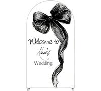 Chickwin Telón de Fondo de Arco Elastico, Tela de Telón de Fondo de Arco de Boda Estampado de Lazos en 3D para Estudio Fotográfico, Fiesta de Cumpleaños, Boda (Negro,6.6FT)