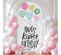 Chickwin Telón de Fondo de Arco, Happy Birthday Tela de Telón de Fondo Elastico, para Estudio Fotográfico, Fiesta de Cumpleaños, Ceremonia de Boda (Blanco 3,6FT)