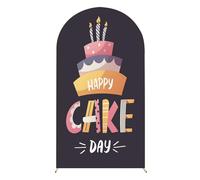 Chickwin Telón de Fondo de Arco, Happy Birthday Tela de Telón de Fondo Elastico, para Estudio Fotográfico, Fiesta de Cumpleaños, Ceremonia de Boda (Pastel Negro Rosa,7.2FT)