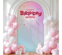 Chickwin Telón de Fondo de Arco, Happy Birthday Tela de Telón de Fondo Elastico, para Estudio Fotográfico, Fiesta de Cumpleaños, Ceremonia de Boda (Azul Rosa,4FT)