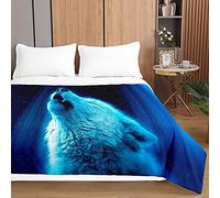 Chickwing Colcha de Verano, 3D Colcha Bouti Cubrecama Multiusos Manta Suave Edredón Ligero para Cama Sofá - Animales Impresión (Aullido de Lobo,230x280cm)