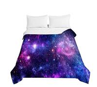 Chickwing Colcha de Verano Cubrecama Colcha Bouti, 3D Cielo Estrellado Estampada Edredón Manta de Dormitorio Suave Ligero Colchas para Cama Infantil Individual Matrimonio (Púrpura,150x200cm)