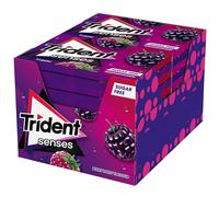 Chicles Trident Senses: Berry party, Sandia, Tropicaly frambuesa limón - Presentados en un paquete con 12 comodas cajitas de 12 chicles sin azucar, disfrutarás del sabor más intenso y más duradero que