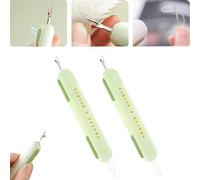 Chiclify 2 in 1 Needle Threader Seam Ripper Tool, Chiclify Needle Threader, Stretchable Remover Needle Threading Tool, Hand Sewing Machine Automatic Needle Threaders for Sewing Knitting (2*Green)