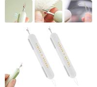 Chiclify 2 in 1 Needle Threader Seam Ripper Tool, Chiclify Needle Threader, Stretchable Remover Needle Threading Tool, Hand Sewing Machine Automatic Needle Threaders for Sewing Knitting (2*Gray)