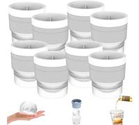 Chiclify Ice Ball, Chiclify Ice Ball Molds, Silicone Ices Balls Mold, Reusable Non-BPA Premium Silicone, Easy-Release, Fast Freeze, for Whiskey & Cocktails on the Rocks (White,8pcs)