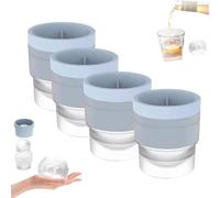 Chiclify Ice Ball - Juego de 4 moldes reutilizables apilables para hockey sobre hielo, para cubitos de hielo grandes, color azul