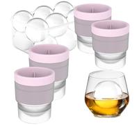 Chiclify Ice Ball Maker Mold(2.4in), 2/3/6PCS Reusable Silicone Large DIY Round Ice Cube Mold for Bourbon Whiskey, Cocktails, Easy to Demould and Clean (Pink,4)