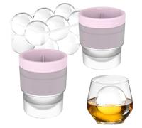 Chiclify Ice Ball Maker Mold(2.4in), 2/3/6PCS Reusable Silicone Large DIY Round Ice Cube Mold for Bourbon Whiskey, Cocktails, Easy to Demould and Clean (Pink,2)