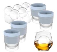 Chiclify Ice Ball Maker Mold(2.4in), 2/3/6PCS Reusable Silicone Large DIY Round Ice Cube Mold for Bourbon Whiskey, Cocktails, Easy to Demould and Clean (Blue,4)
