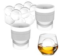 Chiclify Ice Ball Maker Mold, 2.5 Inch Reusable Silicone Large DIY Round Ice Cube Mold, Stackable Easy-Release Sphere Ice Maker with Lids, Bourbon Gifts for Men (2,White)