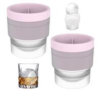 Chiclify Ice Ball Maker Mold - Molde redondo de 2,5 pulgadas para hacer cubitos de hielo con tapa, bandeja de silicona reutilizable para whisky, bourbon, cócteles, bebidas (rosa)