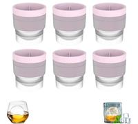 Chiclify Ice Ball Maker Mold, Premium 2.5 ″ Sphere Cube Tray Silicone Mold, BPA Free, Stackable with Lids, Easy-Release 12 Ice Balls for Whiskey Cocktails (6 Pcs Rosa)